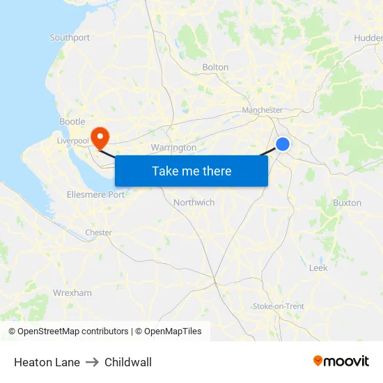 Heaton Lane to Childwall map