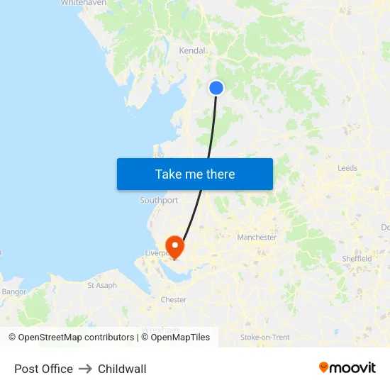 Post Office to Childwall map