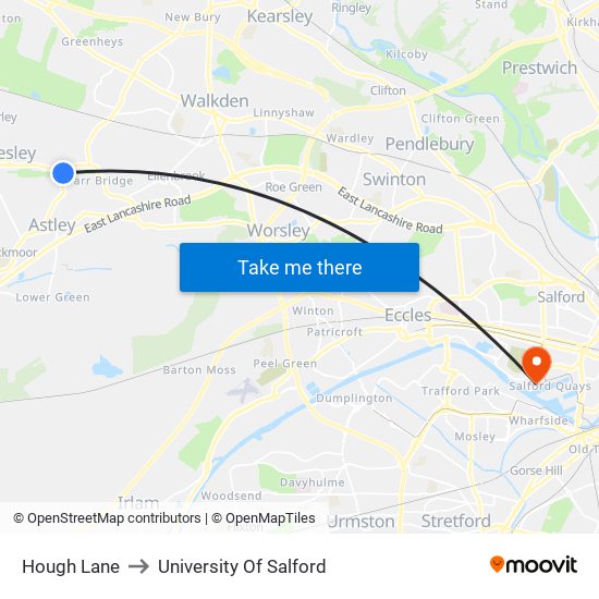 Hough Lane to University Of Salford map