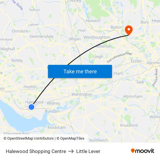 Halewood Shopping Centre to Little Lever map