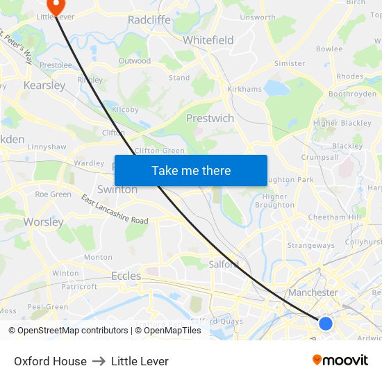 Oxford House to Little Lever map