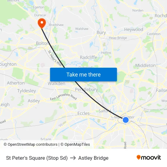 St Peter's Square to Astley Bridge map