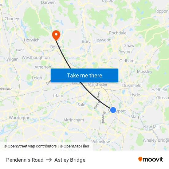 Pendennis Road to Astley Bridge map