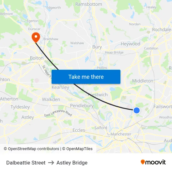 Dalbeattie Street to Astley Bridge map