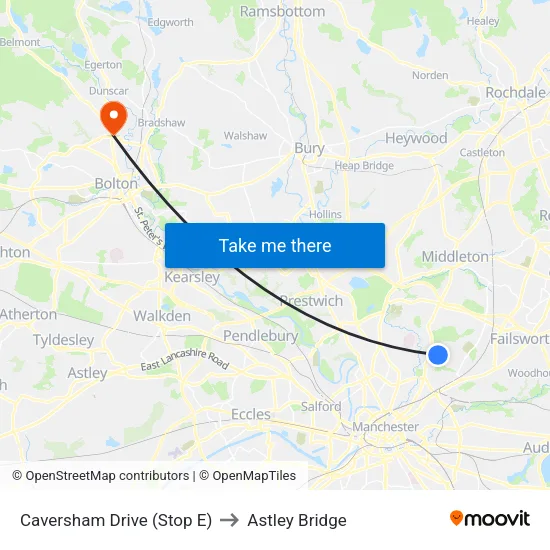 Lidl Harpurhey to Astley Bridge map