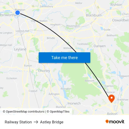 Railway Station to Astley Bridge map