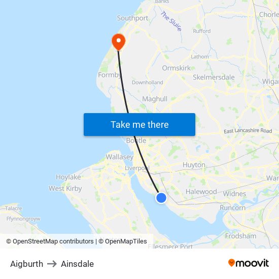 Aigburth to Ainsdale map