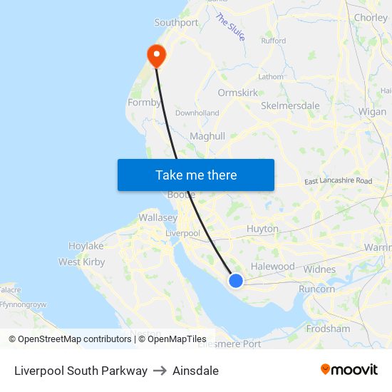 Liverpool South Parkway to Ainsdale map