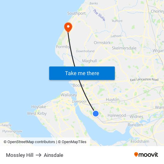 Mossley Hill to Ainsdale map