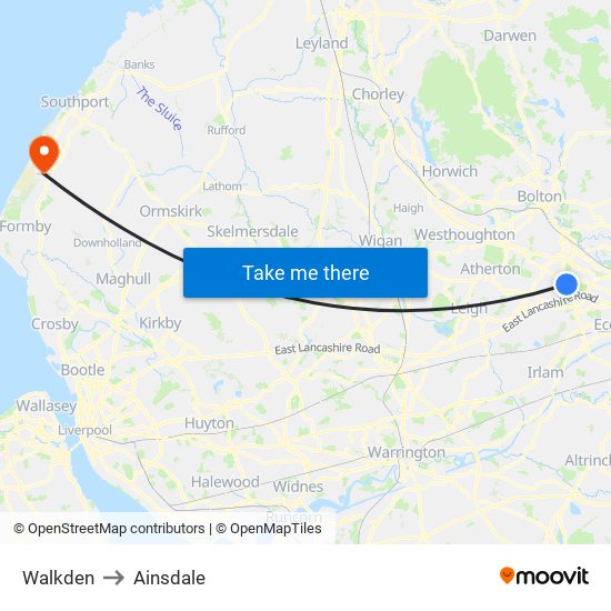 Walkden to Ainsdale map