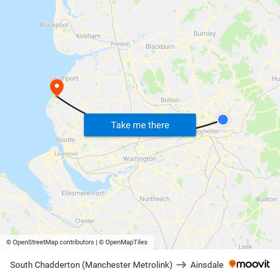 South Chadderton (Manchester Metrolink) to Ainsdale map