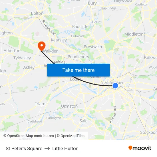 St Peter's Square to Little Hulton map