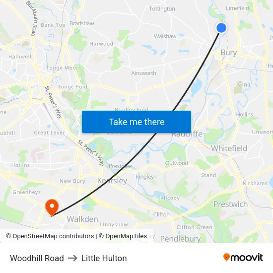 Woodhill Road to Little Hulton map