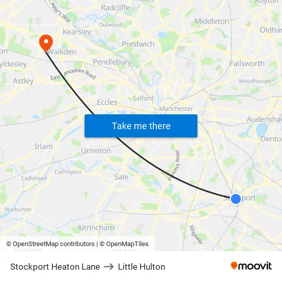 Stockport Heaton Lane to Little Hulton map