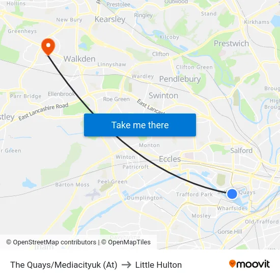 The Quays/Mediacityuk (At) to Little Hulton map