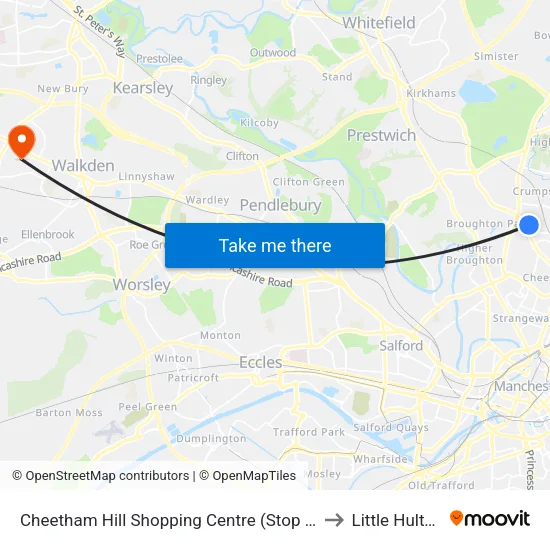 Cheetham Hill Shopping Centre to Little Hulton map