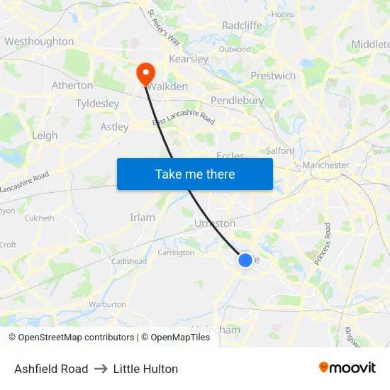 Ashfield Road to Little Hulton map