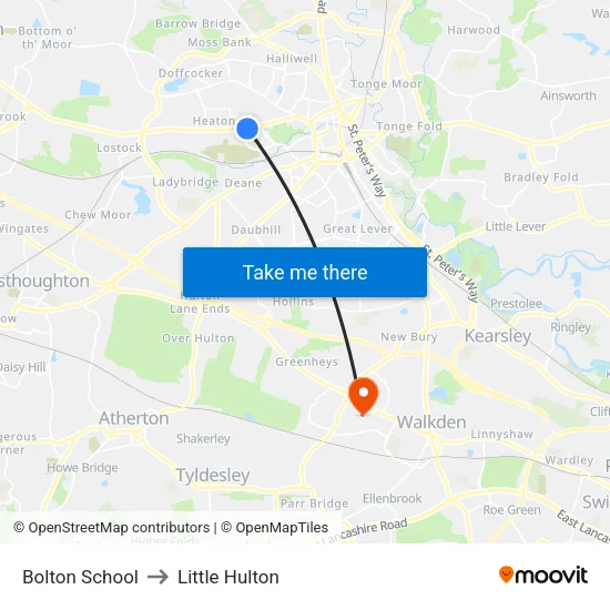 Bolton School to Little Hulton map