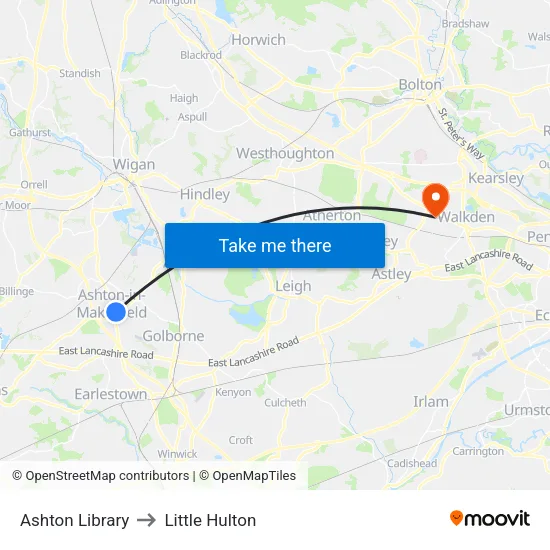 Ashton Library to Little Hulton map