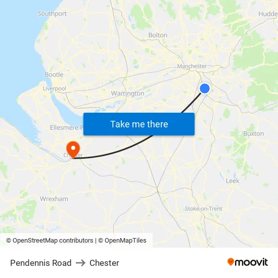 Pendennis Road to Chester map