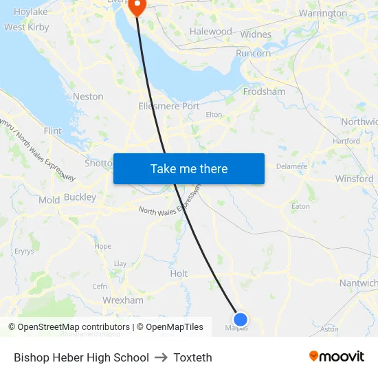 Bishop Heber High School to Toxteth map