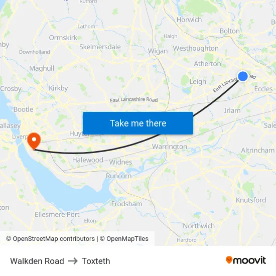 Walkden Road to Toxteth map