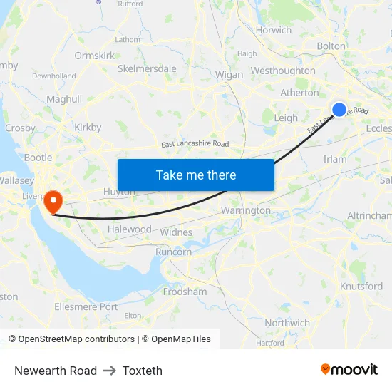 Newearth Road to Toxteth map