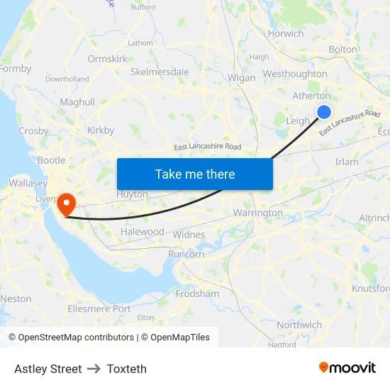Astley Street to Toxteth map