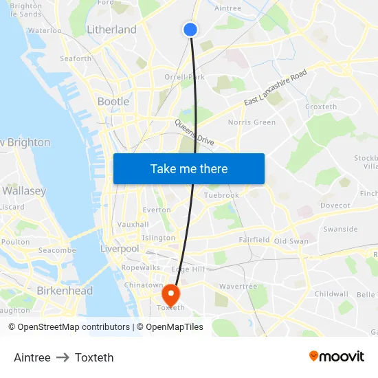 Aintree to Toxteth map