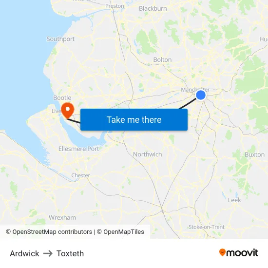 Ardwick to Toxteth map