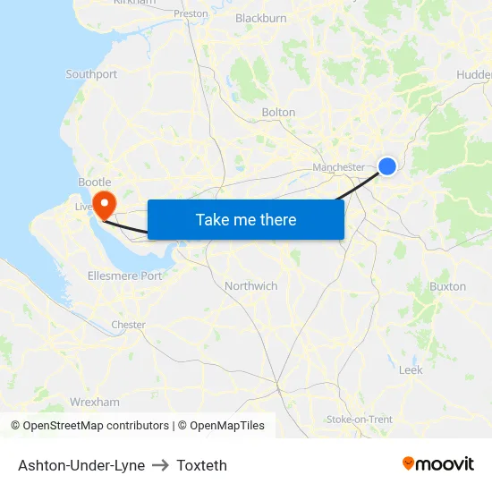 Ashton-Under-Lyne to Toxteth map