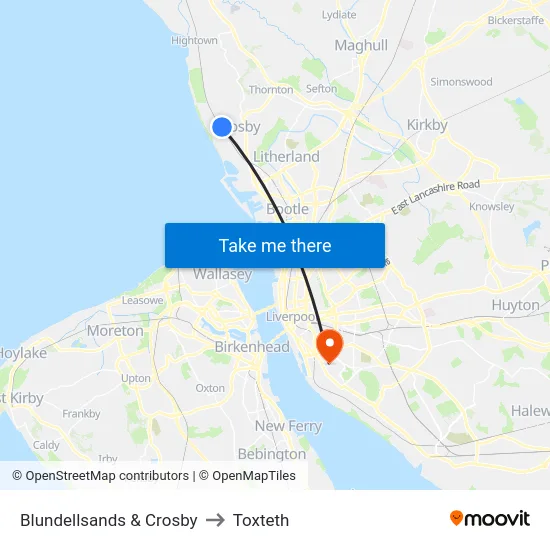 Blundellsands & Crosby to Toxteth map