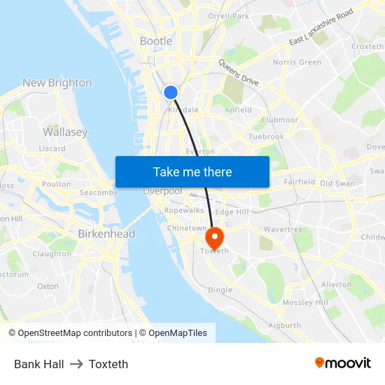 Bank Hall to Toxteth map