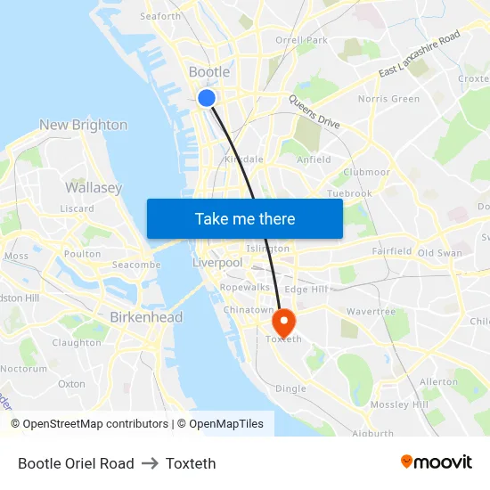 Bootle Oriel Road to Toxteth map