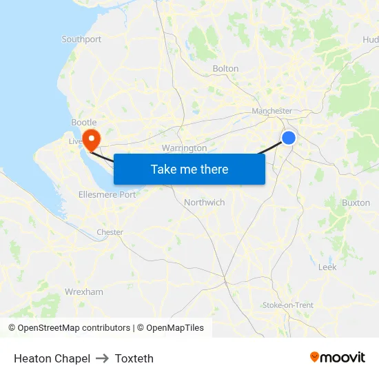 Heaton Chapel to Toxteth map