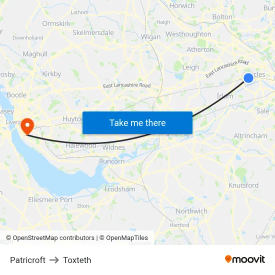Patricroft to Toxteth map