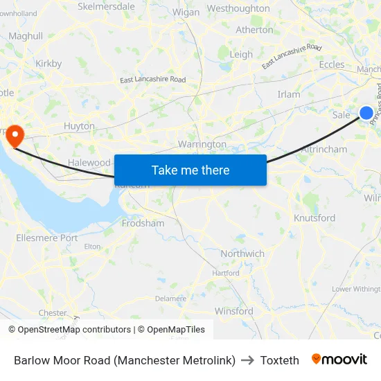 Barlow Moor Road (Manchester Metrolink) to Toxteth map
