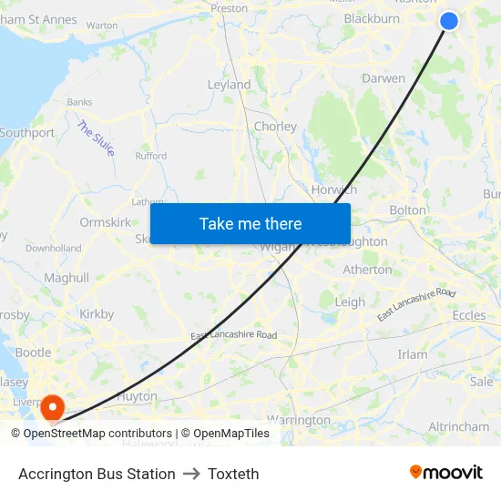 Accrington Bus Station to Toxteth map