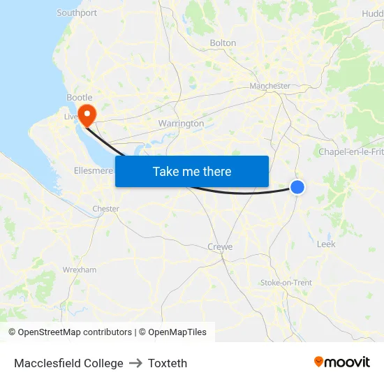 Macclesfield College to Toxteth map