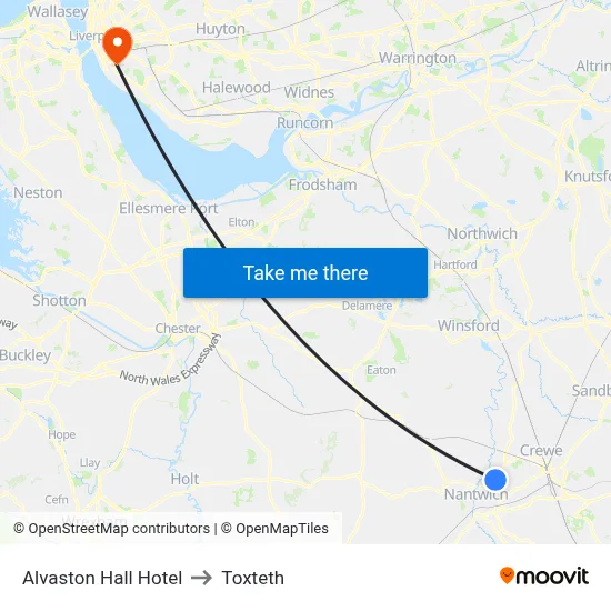 Alvaston Hall Hotel to Toxteth map