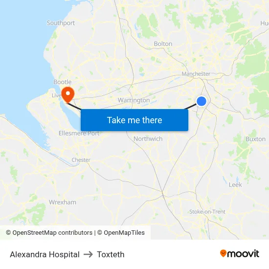 Alexandra Hospital to Toxteth map