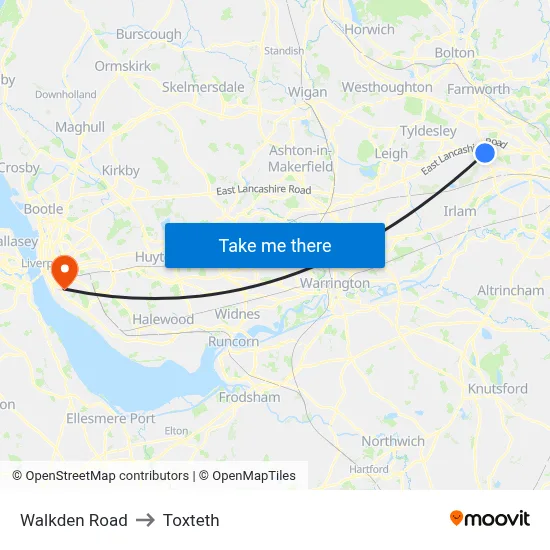 Walkden Road to Toxteth map