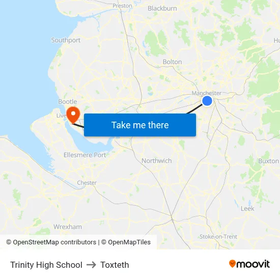 Trinity High School to Toxteth map