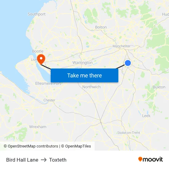 Bird Hall Lane to Toxteth map