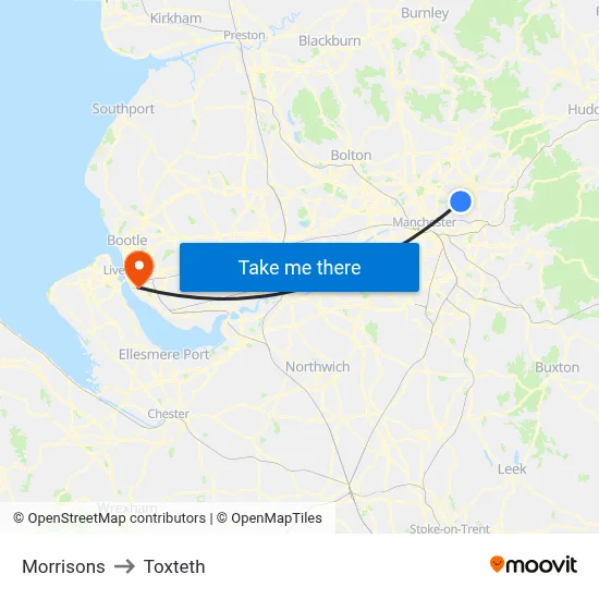 Morrisons to Toxteth map