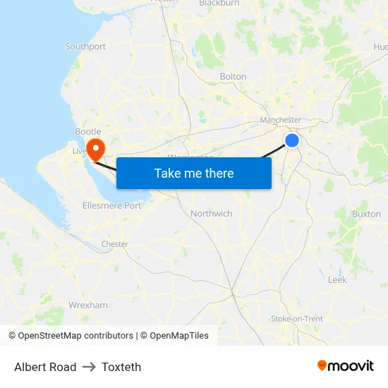 Albert Road to Toxteth map