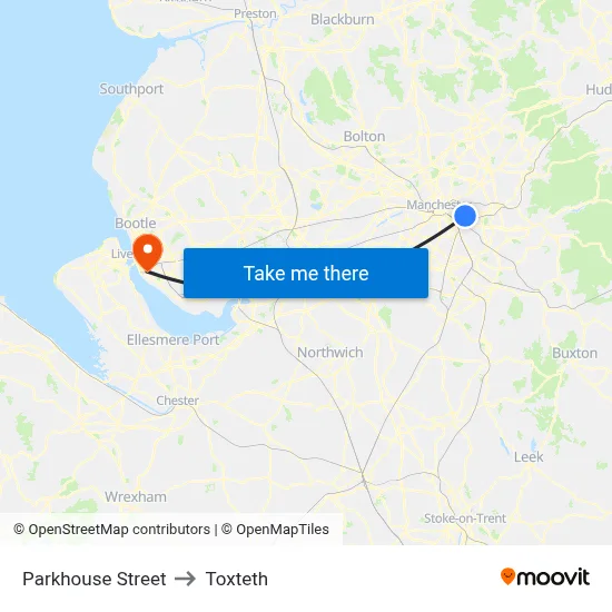Parkhouse Street to Toxteth map