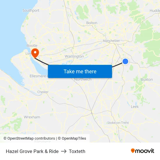 Hazel Grove Park & Ride to Toxteth map