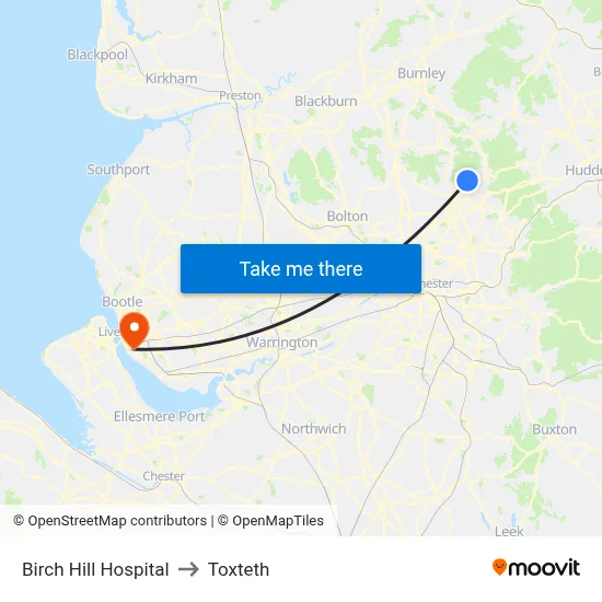 Birch Hill Hospital to Toxteth map