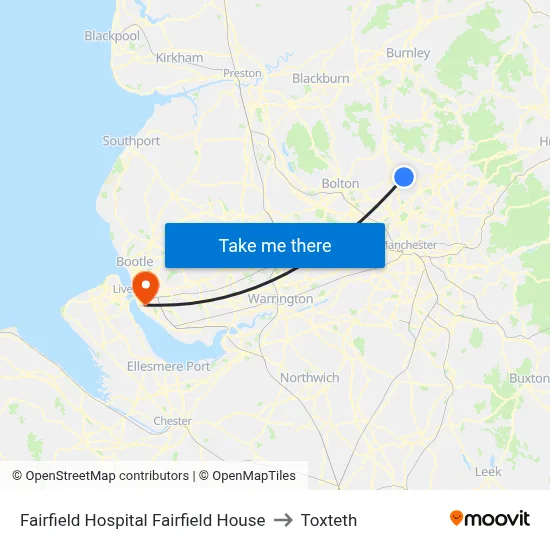 Fairfield Hospital Fairfield House to Toxteth map